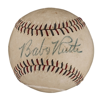 Babe Ruth Extremely Bold  Single-Signed Baseball (PSA/DNA)